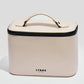 The Carry All lash train case by Lybre Lashes — structured lychee-textured PVC exterior with carrying handle and zippered closure
