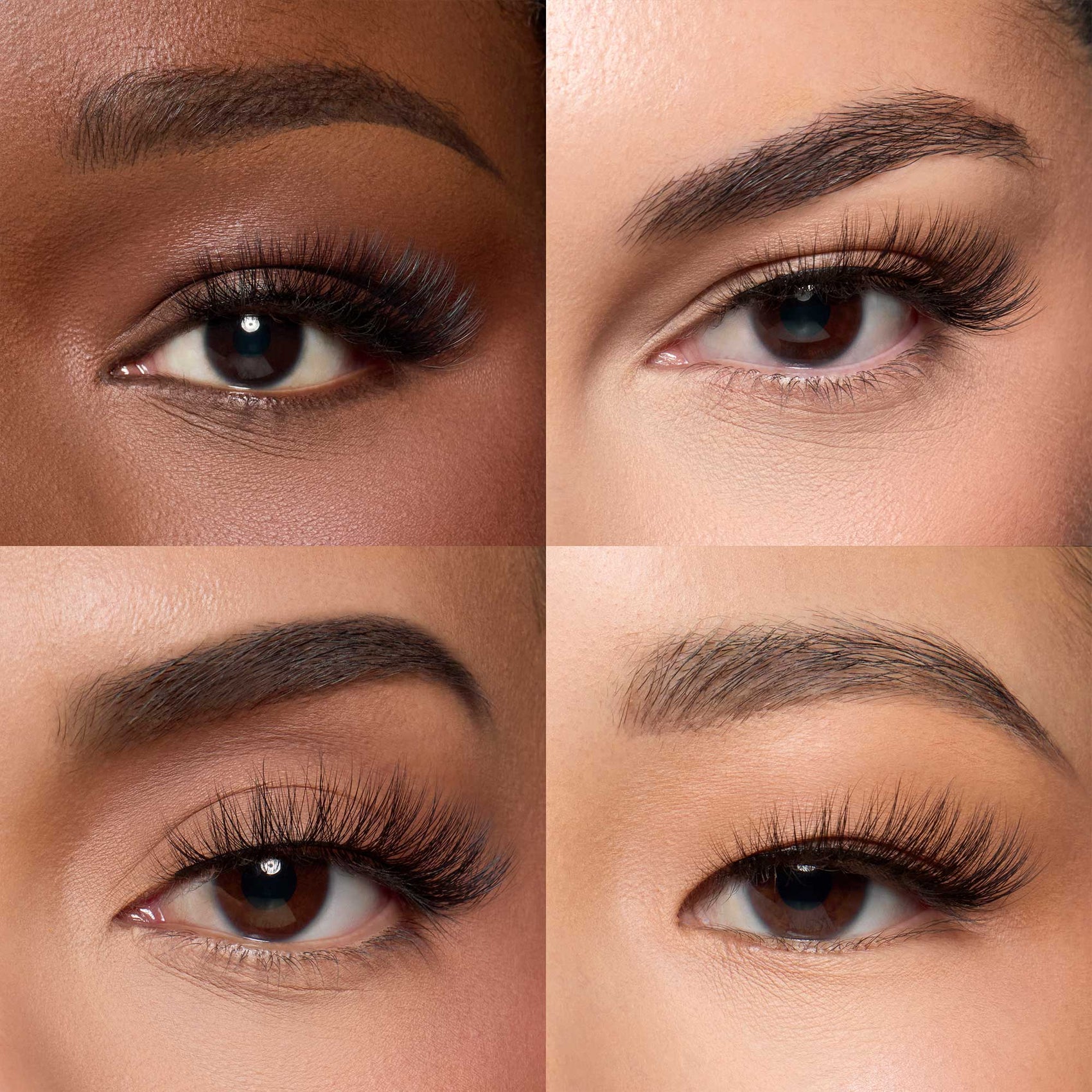 Lybre lashes No. 3 closeup on 4 different eye shapes