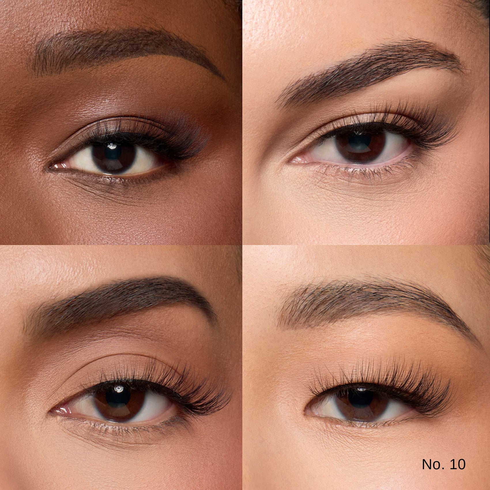 Model wearing Lybre Lashes No. 10 end lash from the Algo Natural Collection — weightless cat eye flare at outer corner