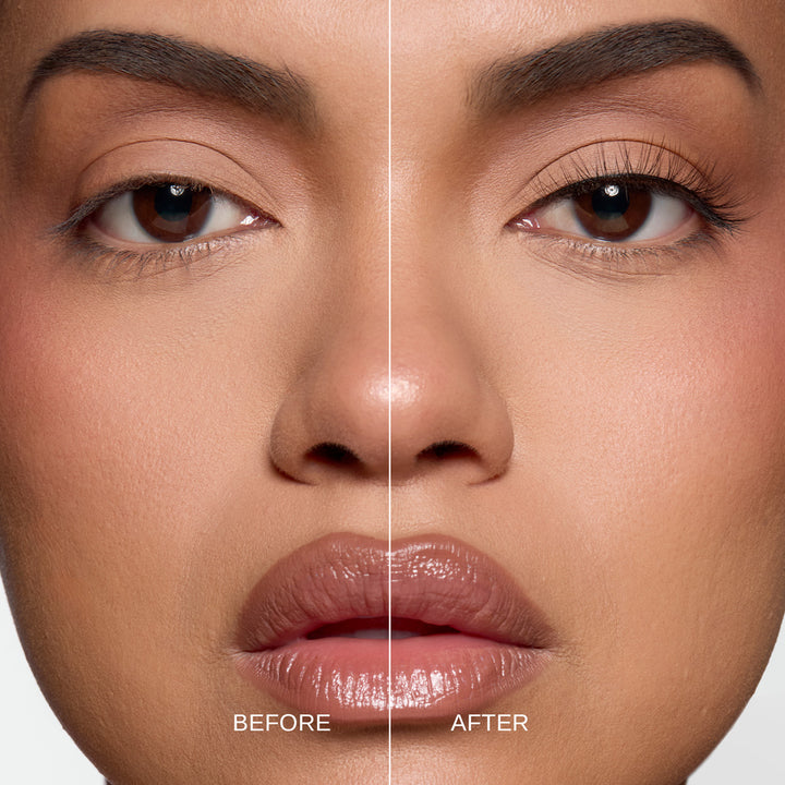 Lybre Lashes No 8 before and after close up on model eyes