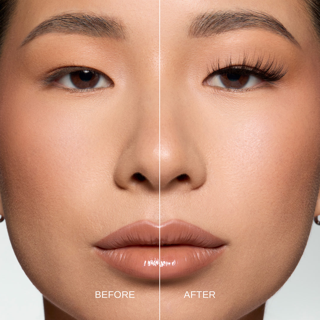 Lybre Lashes No 5 before and after on model