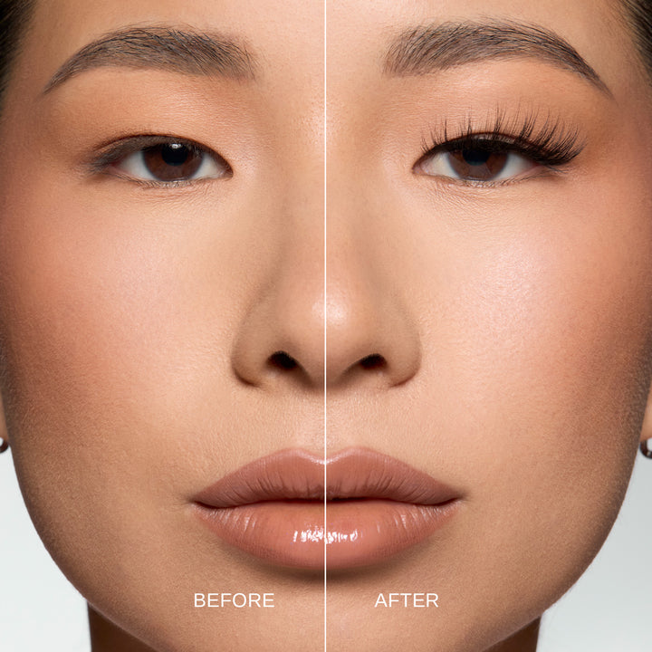 Lybre Lashes No 5 before and after on model