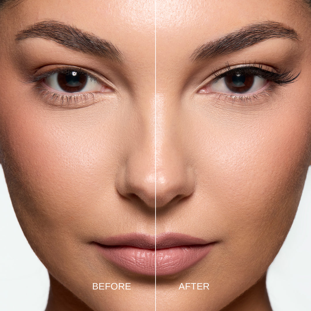 Lybre Lashes Indiv. 1 before and after on model close up