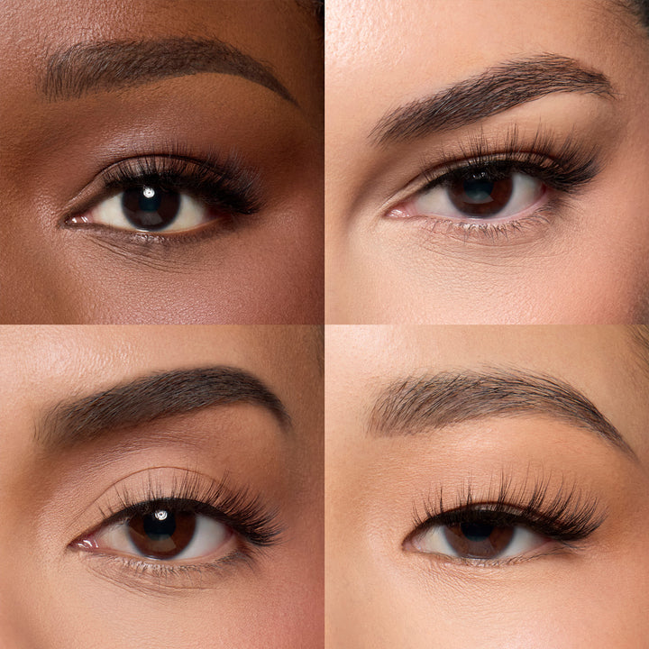 Lybre Lashes No 5 shown on 4 different shaped eyes