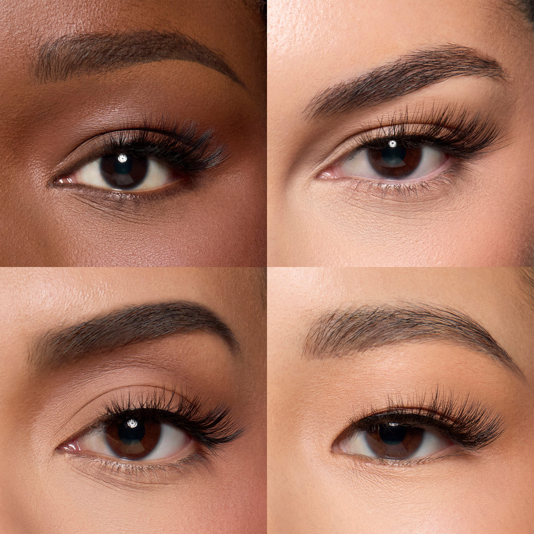 Lybre Lashes No 6 close up on 4 different shaped eyes and ethnicities