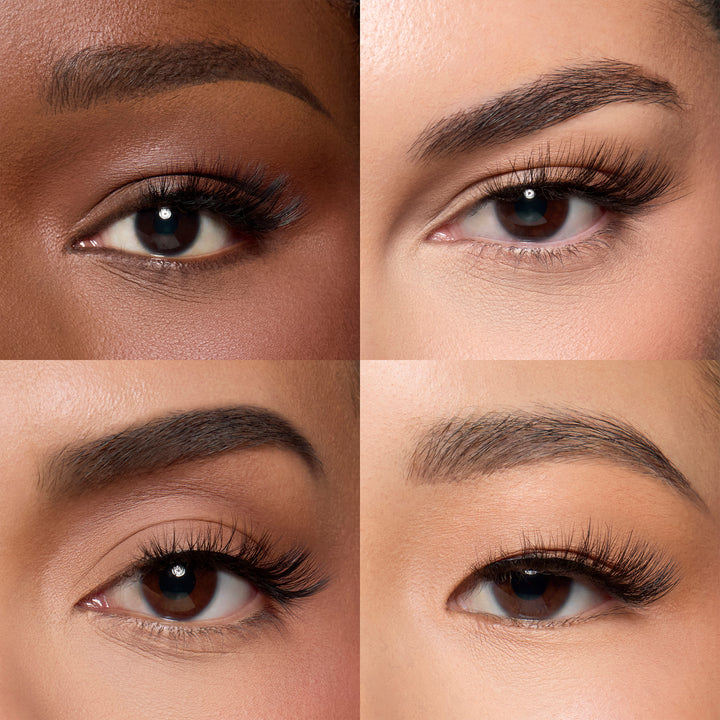 Lybre Lashes No 6 close up on 4 different shaped eyes and ethnicities