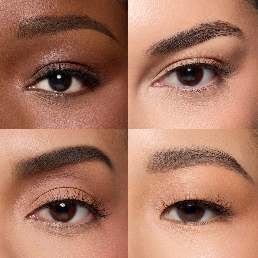 Lybre Lashes No 8 close up showing lashes on 4 different shaped eyes