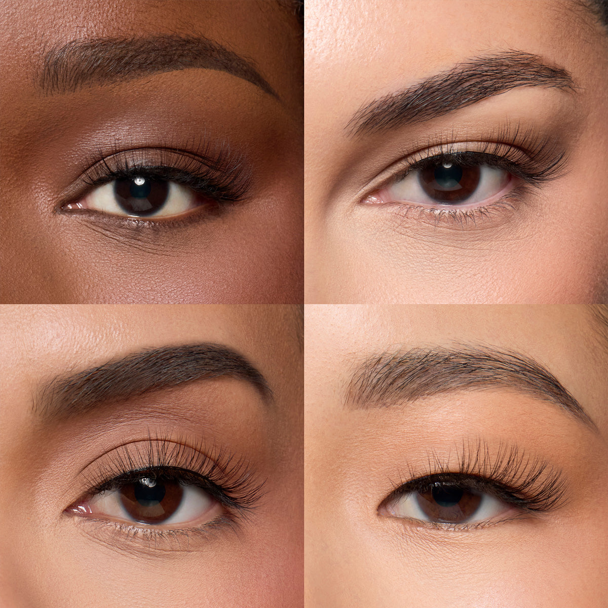 Lybre Lashes No 9 showing faux lashes on 4 different eye shapes